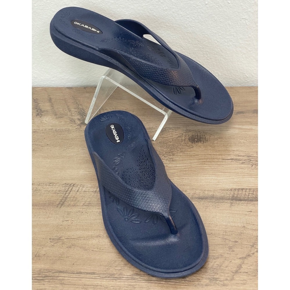 Okabashi Flip Flop Thong Navy Blue Arch Support ML Beach‎ Summer Resortwear